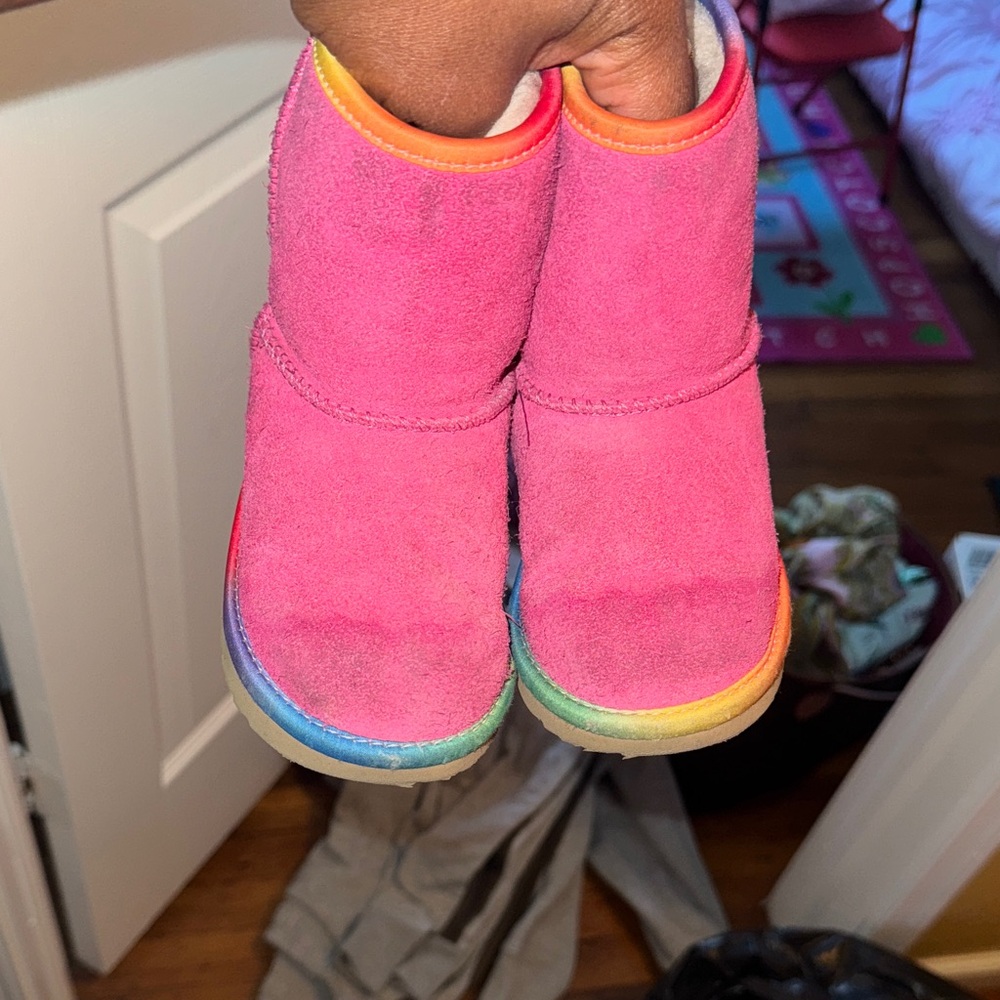 UGG Pink Kids' Boots with Rainbow trim